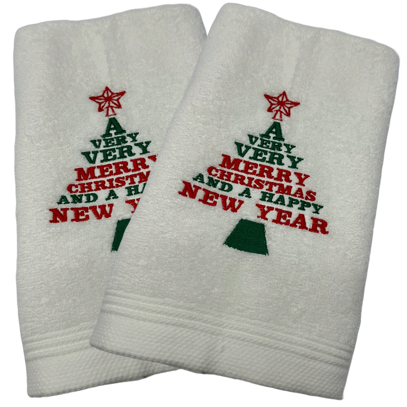 Kerst gastendoekjes 2 stuks Handdoek---very- merry- christmas- tekst boom -kerstmis - gepersonaliseerd