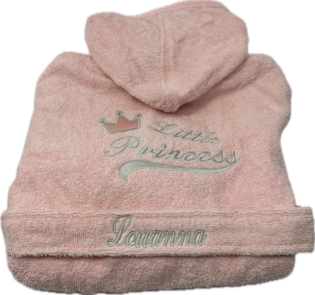 Kinder-baby badjas - little princess met naam geborduurd