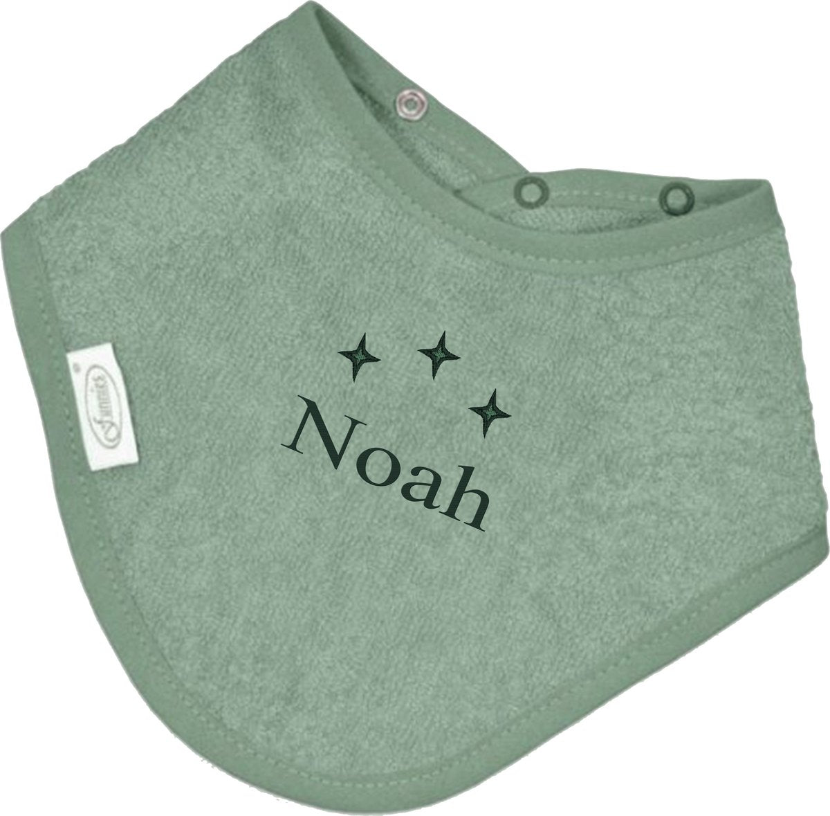 Bandana slabbetje uni line - stone green - met GRATIS geborduurde naam