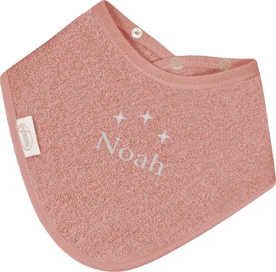 Bandana slabbetje uni line - stone pink - met GRATIS geborduurde naam