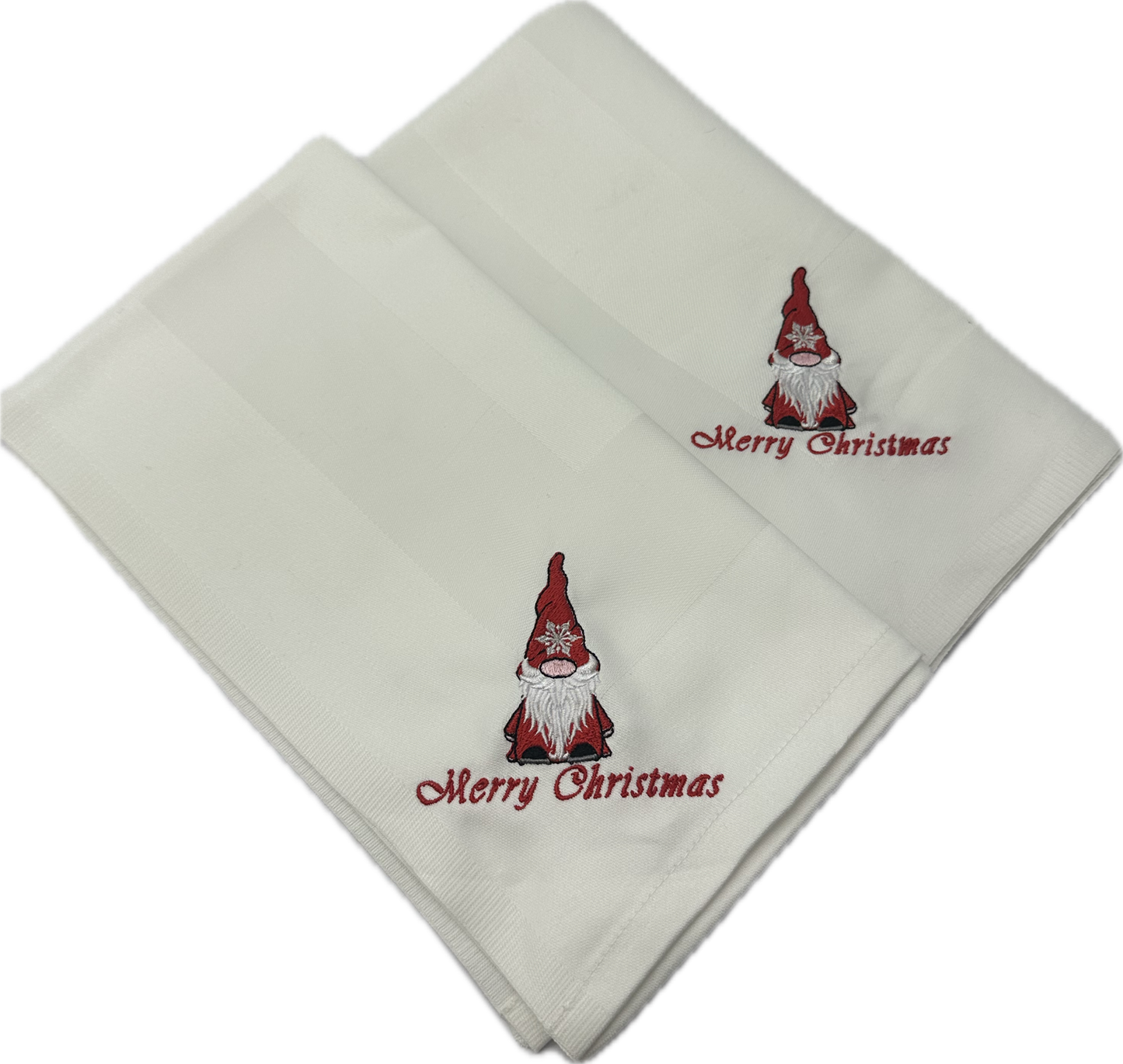 Kerst servetten wit rood Gnome en merry Christmas 2 stuks