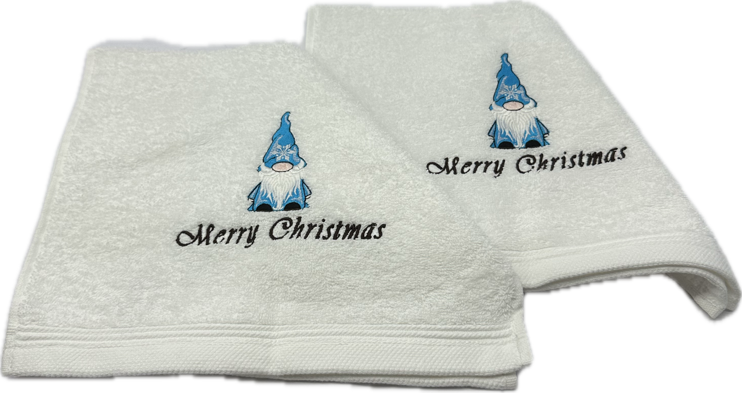 Kerst gastendoekjes 2 stuks-blauwe gnoom-merry-christmas-relatie geschenk,