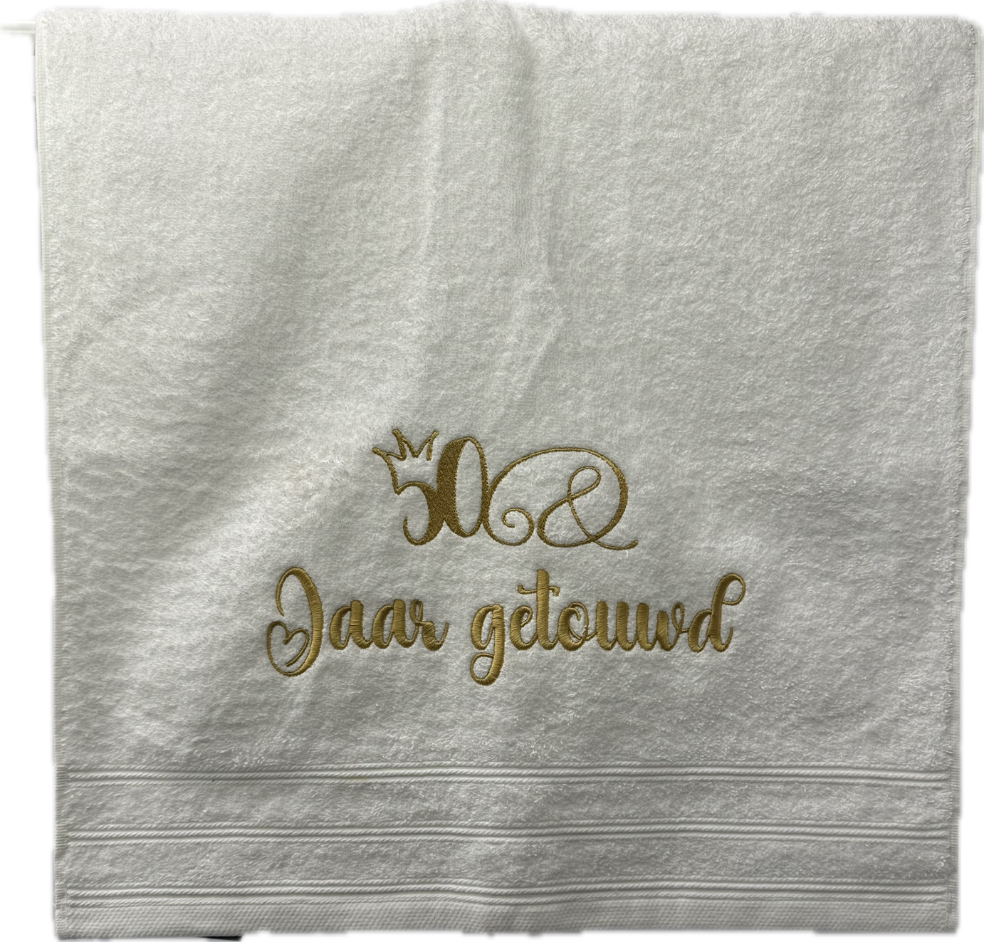 Bad handdoek 50 jaar getrouwd met kroon 100 x 50 cm