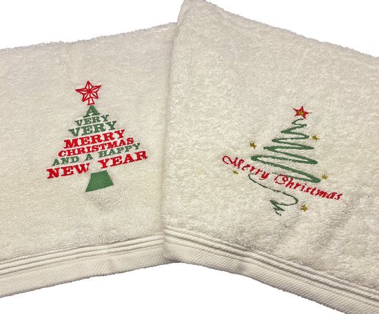 Kerst gastendoekjes set 2 stuks--merry-christmas kerst- gastendoekjes, relatie geschenk,