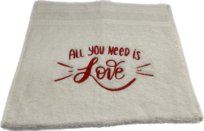 Valentijns handdoekjes - 2 gastendoekjes Valentijnsdag- cadeau- Bruiloft - Moederdag- Valentijn -gepersonaliseerd