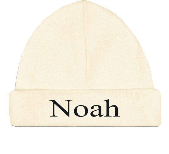 Babymutsje ecru 62-68- met naam geborduurd