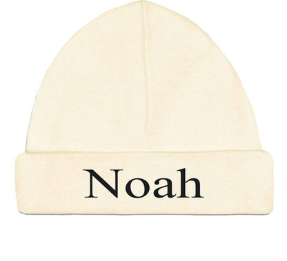 Babymutsje ecru 62-68- met naam geborduurd