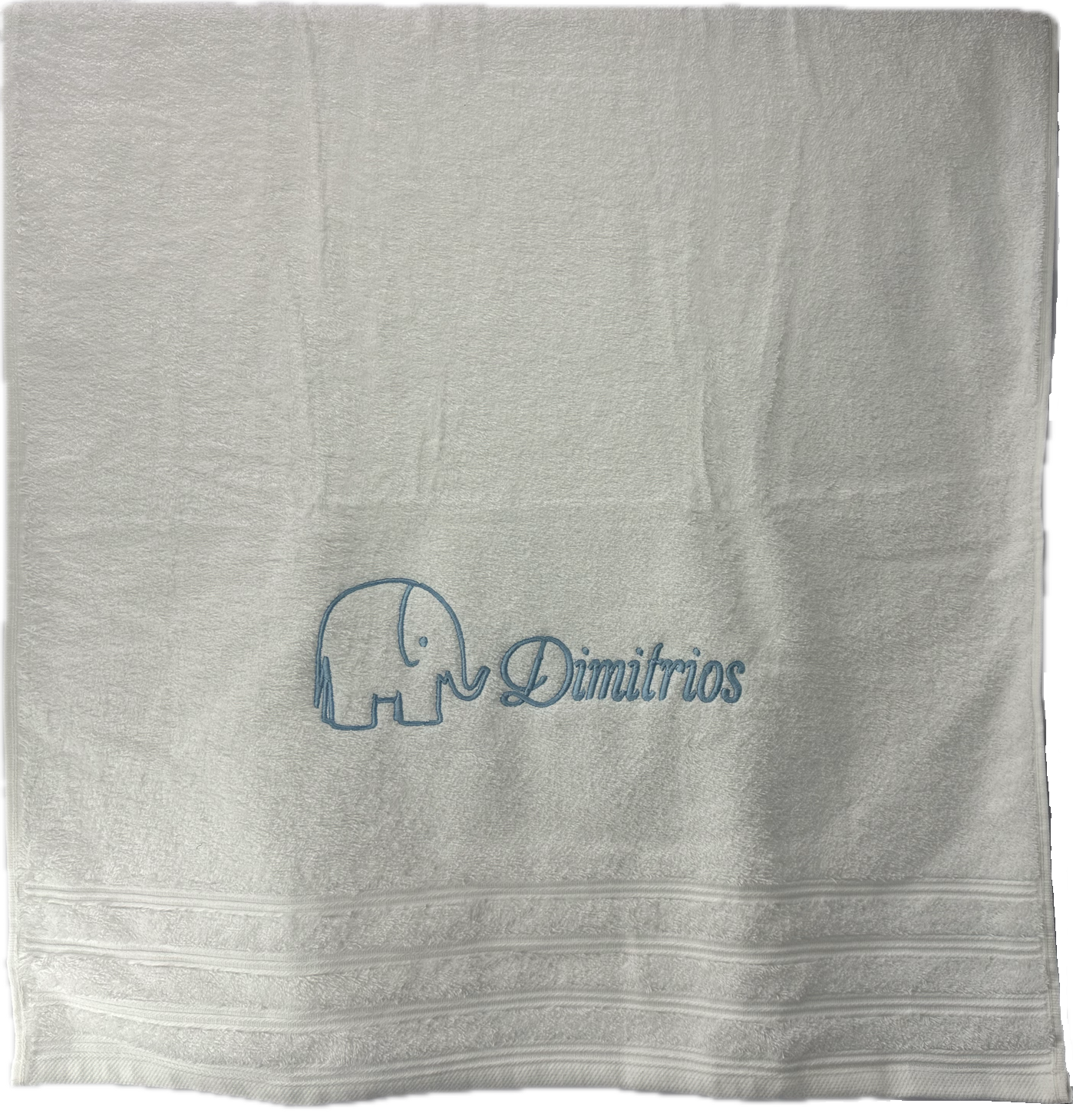 Baby bad handdoek wit olifant en naam