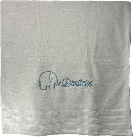 Baby bad handdoek wit olifant en naam