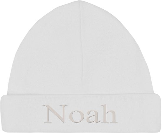 Babymuts wit maat 62-68 met naam geborduurd