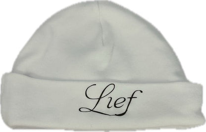 Babymuts wit maat 62-68 met naam geborduurd