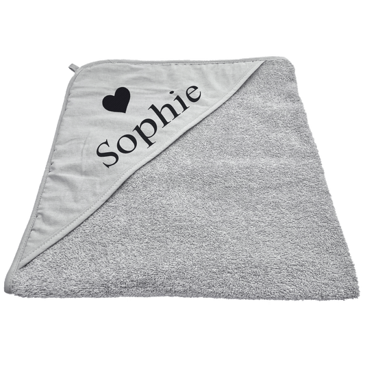 Badcape met eigen naam grijs (ARTG) - 1 stuk Met GRATIS uw naam er op geborduurd