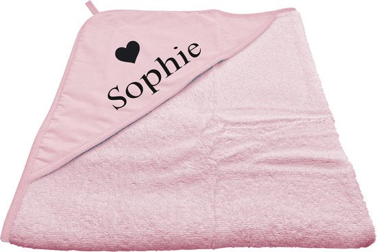 Badcape met eigen naam roze (ARTG) - 1 stuk Met GRATIS uw naam er op geborduurd