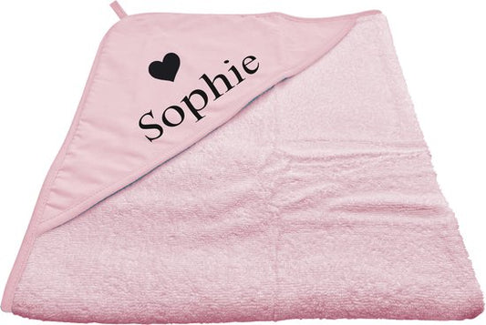 Badcape met eigen naam roze (ARTG) - 1 stuk Met GRATIS uw naam er op geborduurd