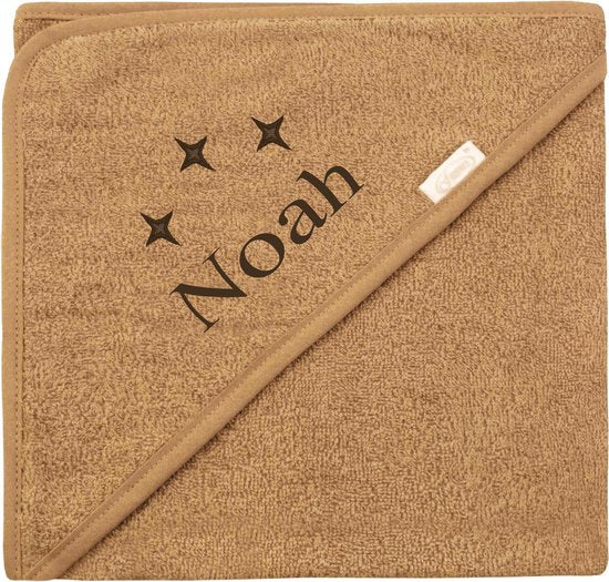 Baby badcape sand met naam borduren – Luxe en persoonlijk cadeau