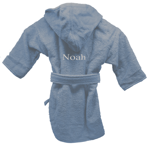 Badjas uni line grey blue met gratis geborduurde naam