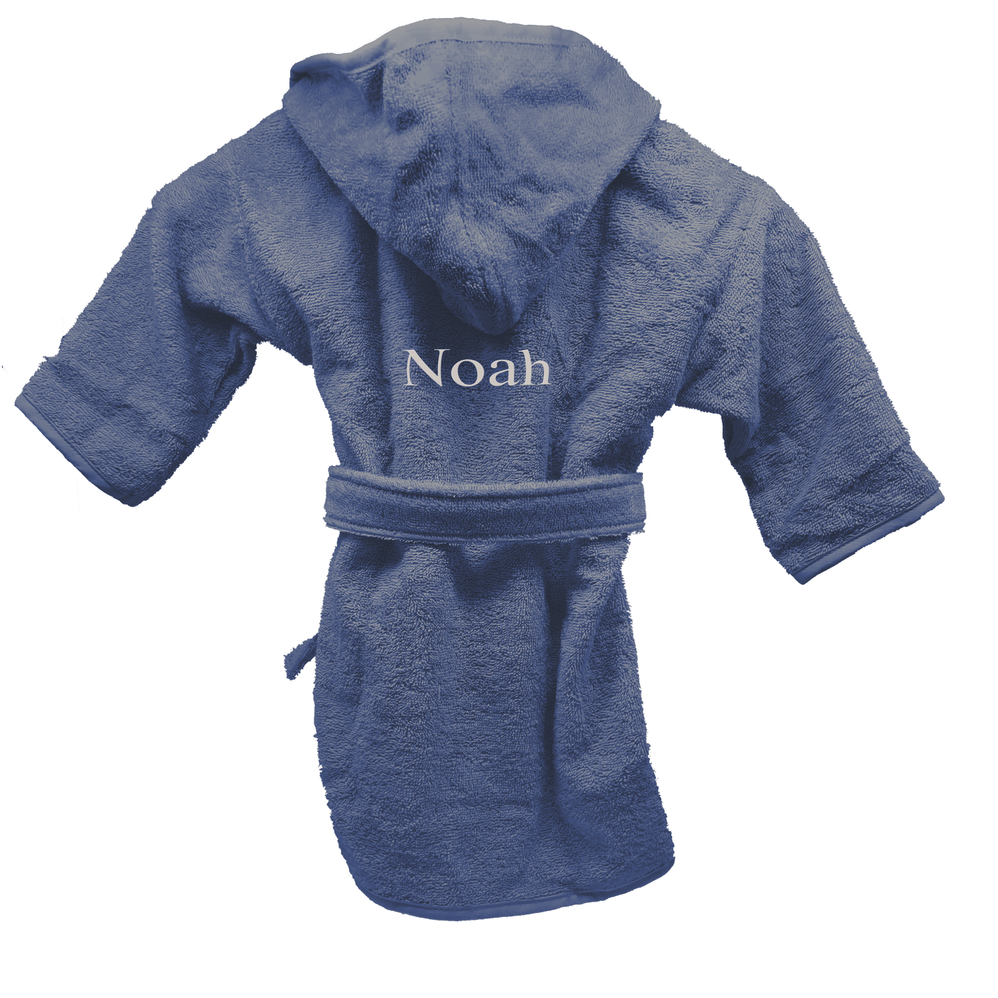 Badjas uni line silk blue met gratis geborduurde naam