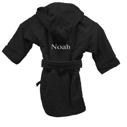 Badjas uni line zwart met gratis geborduurde naam