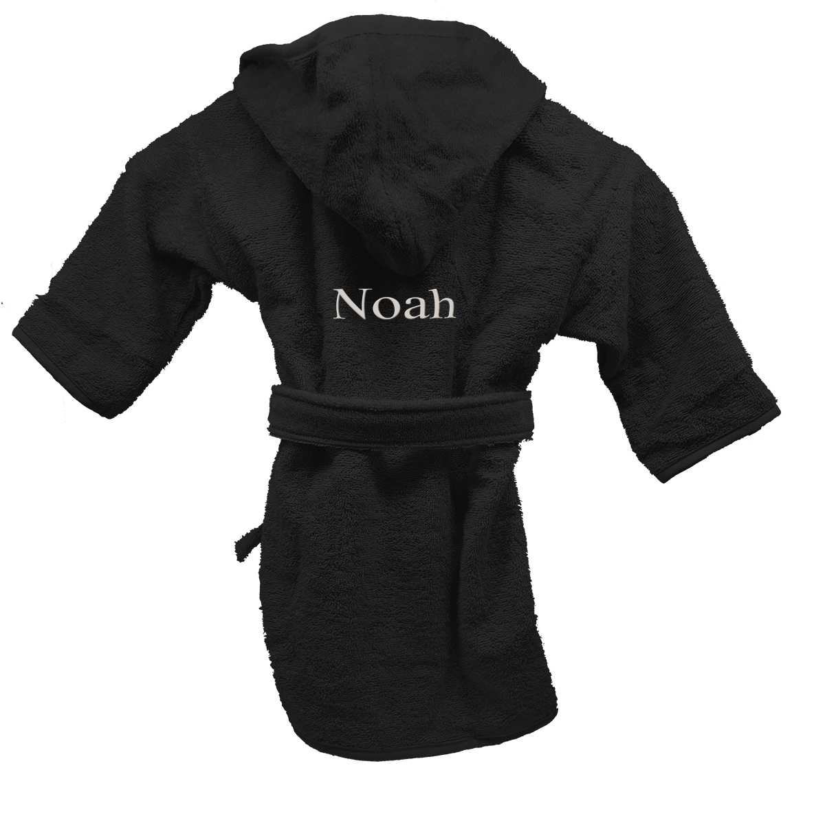 Badjas uni line zwart met gratis geborduurde naam