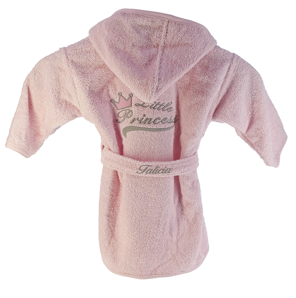 Kinder-baby badjas - little princess met naam geborduurd