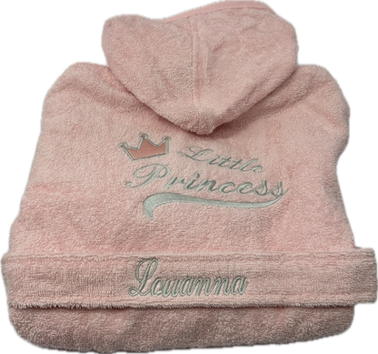 Kinder-baby badjas - little princess met naam geborduurd