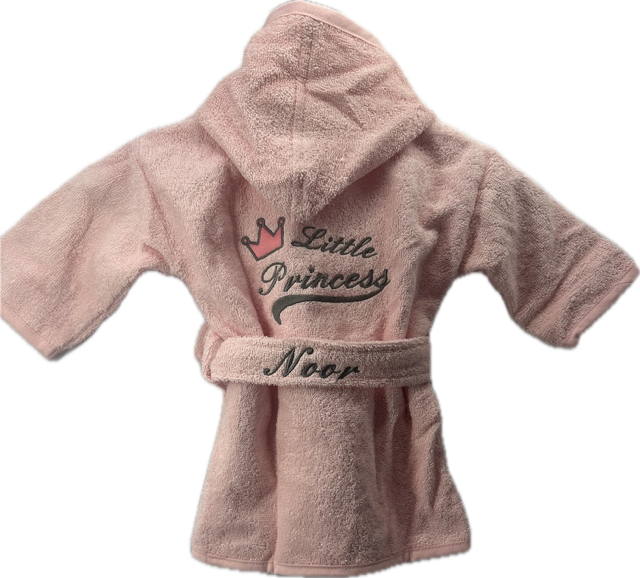 Kinder-baby badjas - little princess met naam geborduurd