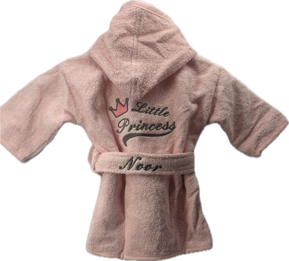 Kinder-baby badjas - little princess met naam geborduurd