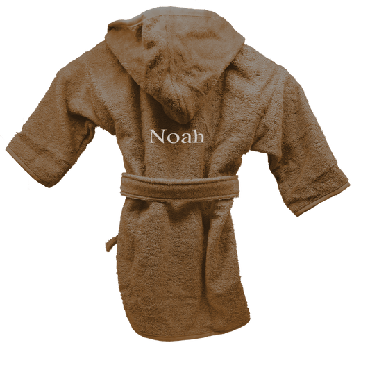 Badjas uni line brown clay met gratis geborduurde naam