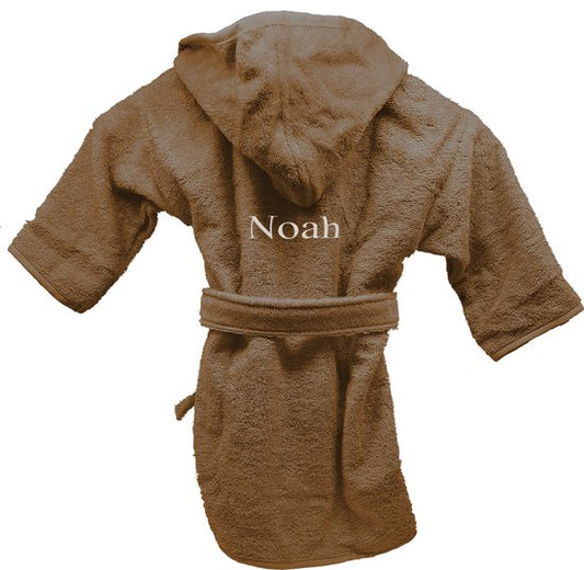 Badjas uni line brown clay 0-12mnd - met naam geborduurd