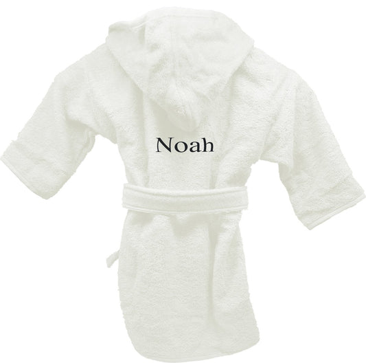 Badjas uni line ecru 2-4jr -  met naam  geborduurd
