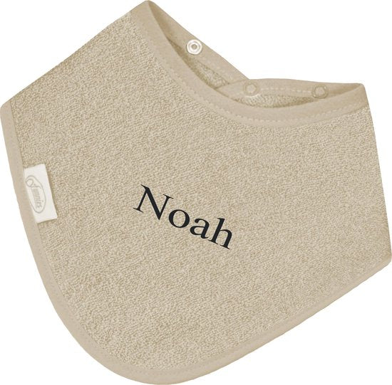 Bandana slabbetje uni line - cream - met GRATIS geborduurde naam
