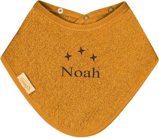 Bandana slabbetje uni line - ochre geel - met GRATIS geborduurde naam