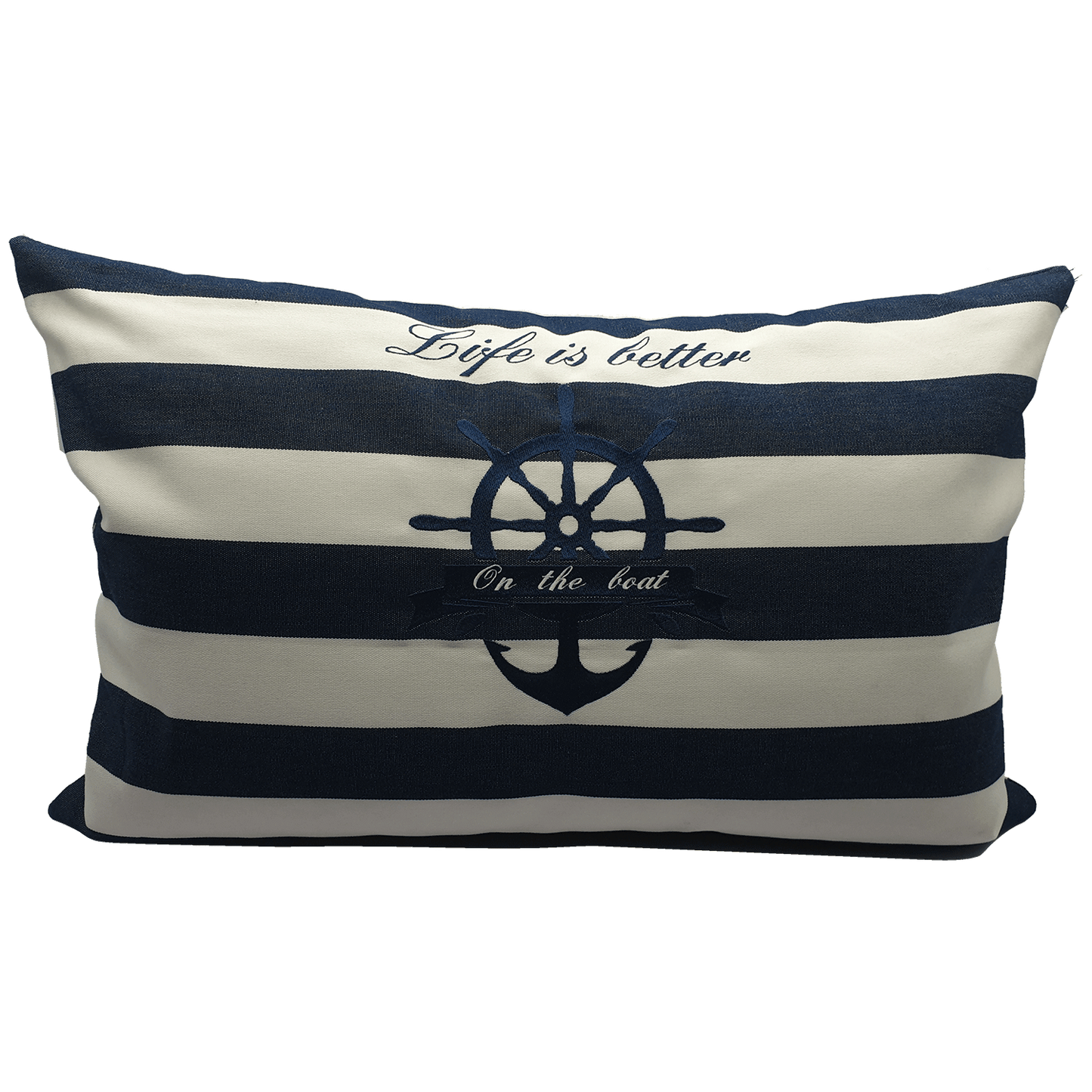 Bootkussen - anker - blauw wit gestreept handgemaakt - Nautisch - marine