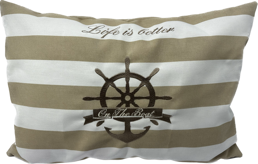 Bootkussen Life is better - on the boat- creme-beige | - Nautisch - marine - boot - boat