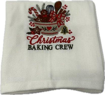 Kerst theedoek 2 stuks wit Gepersonaliseerde geborduurde theedoek kerstcadeau voor familie koks