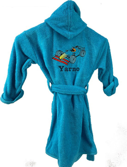 Badjas -formule 1 raceauto - 2-4 - turquoise blauw