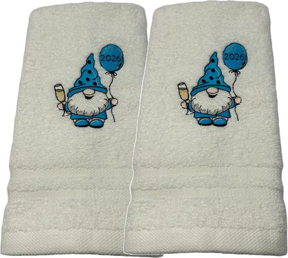 Kerst gastendoekjes - 2st - blauwe gnoom met ballon - Christmas - relatiegeschenk - geschenk - cadeau - gift