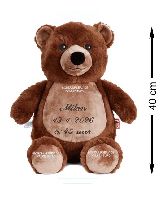 Cubbies Grizzlybeer met je eigen gegevens GRATIS erop geborduurd