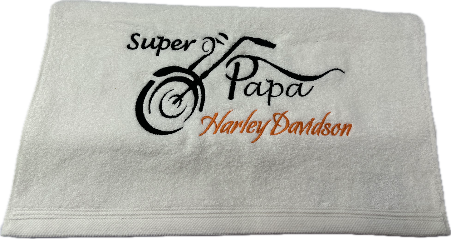 Vaderdag verjaardag speciale gelegenheid handdoek Motor Harley gepersonaliseerd