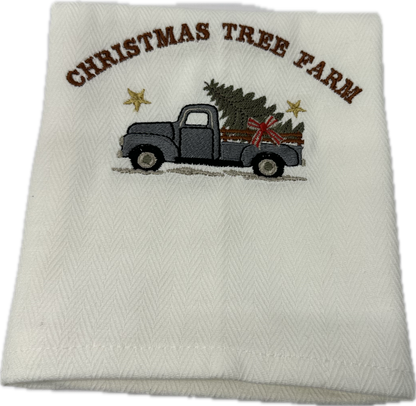 Kerst theedoek 2 stuks wit Gepersonaliseerde geborduurde theedoek kerstcadeau voor familie koks