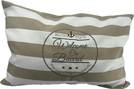 Bootkussen welcome on board - creme-beige | - Nautisch - marine - boot - boat