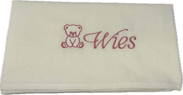 Ledikant lakentje met geborduurde naam