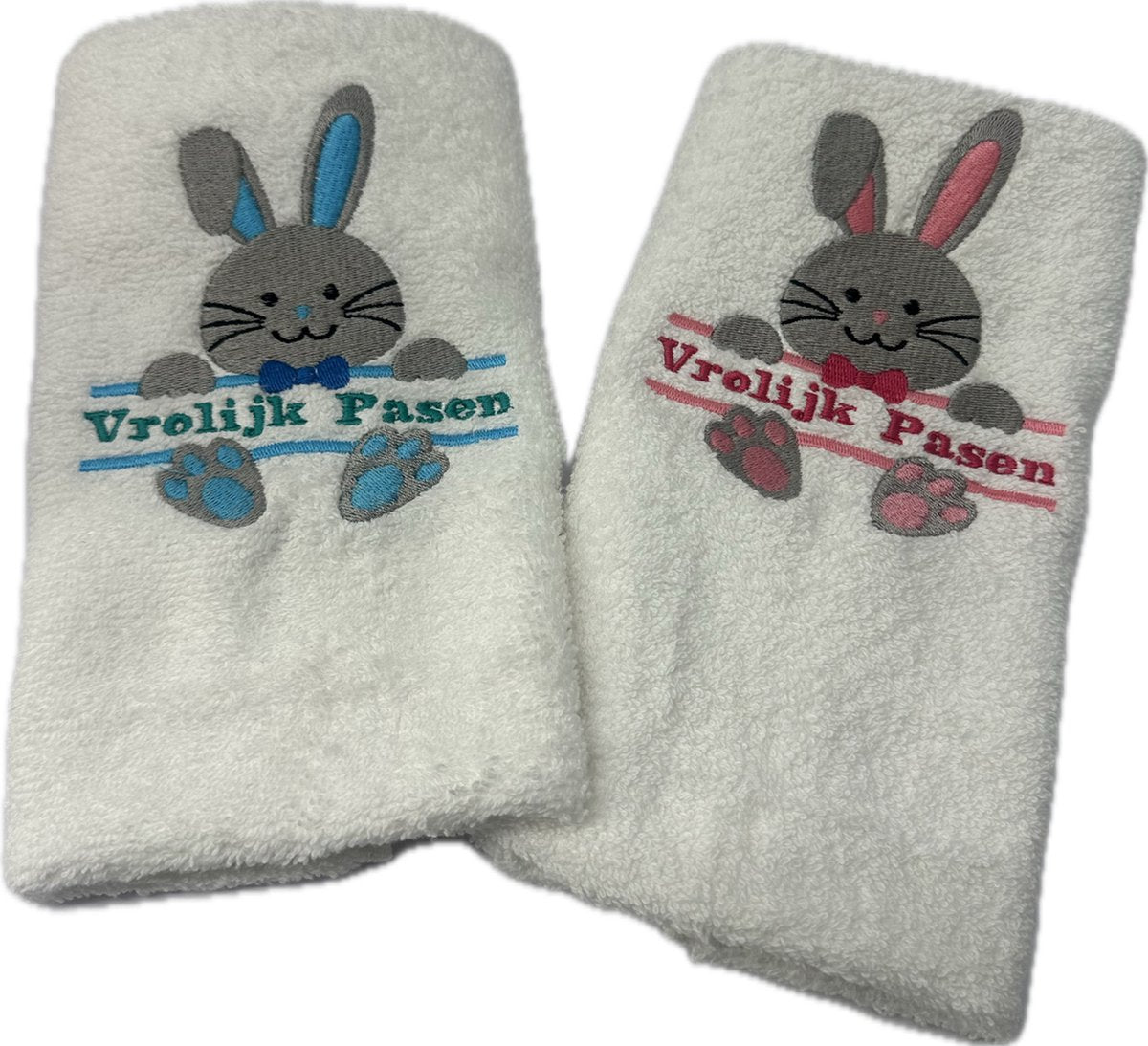 Pasen set van 2 stuks geborduurde gastendoekjes