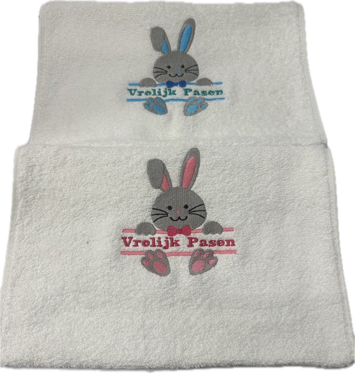 Pasen set van 2 stuks geborduurde gastendoekjes