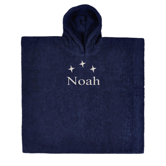 Poncho navy (55x55) - met naam er op geborduurd