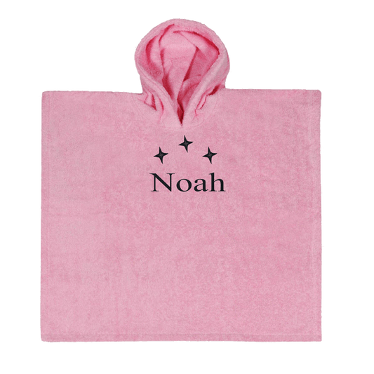Bad poncho roze (55x55) - 1 stuk Met GRATIS uw naam er op geborduurd | Borduurservice Valkenburg
