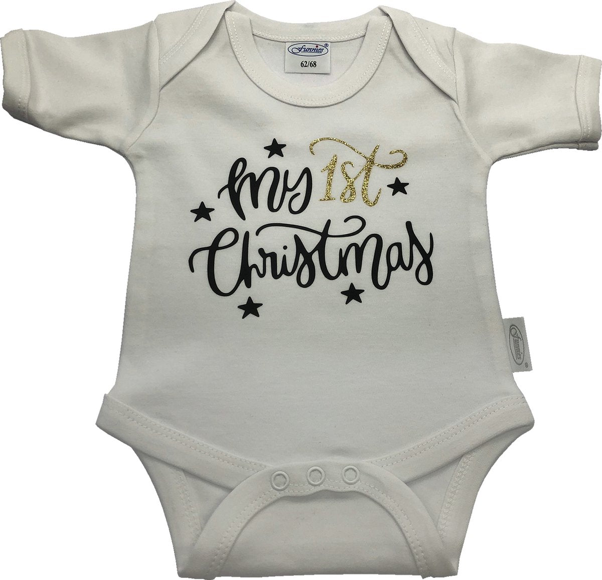Baby koffertje roze & kerst-rompertje - wit - met eigen naam en voetjes op koffertje
