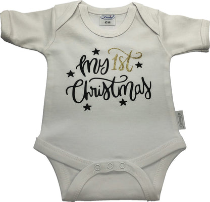Baby koffertje roze & kerst-rompertje - wit - met eigen naam en voetjes op koffertje