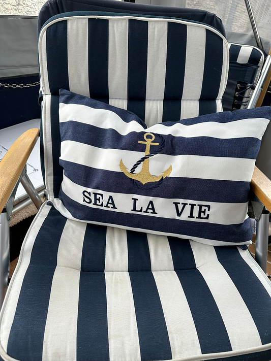 Bootkussen Sea LA VIE Blauw wit streep Handgemaakt