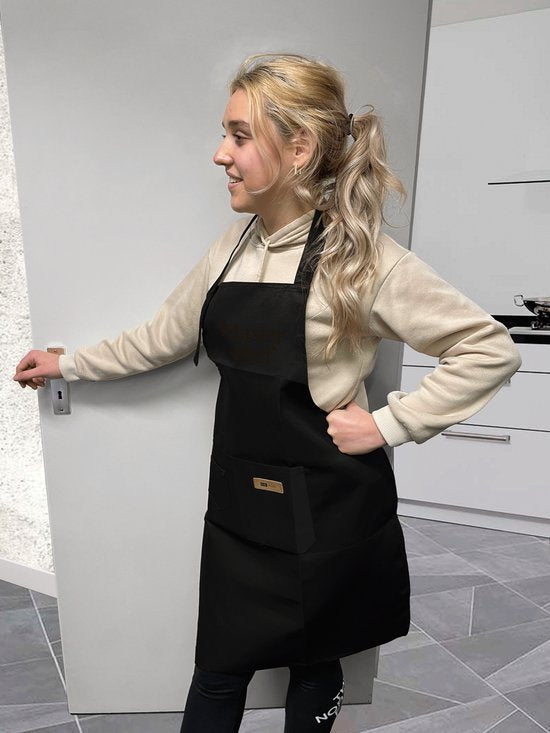 Keukenschort (volwassenen) - zwart - GRATIS NAAM - chef de cuisine